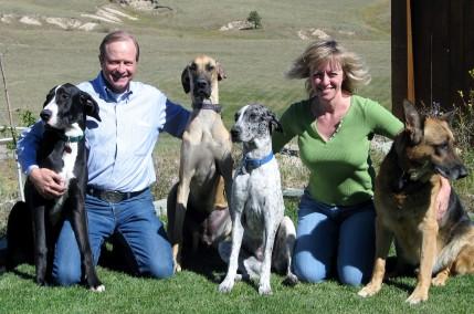 Doctor Jim Humphries with wife and dogs